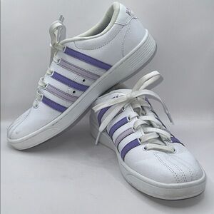 K-Swiss White & Purple Sneakers